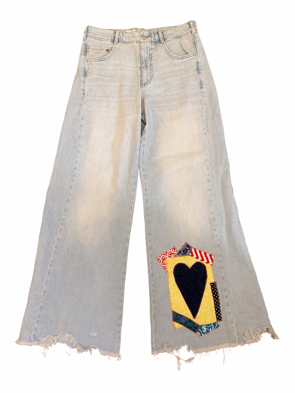 Anthropologie Adi Patchwork Mid-Rise Flare Jeans Pilcro Size 29 Designer Sample - Picture 2 of 9